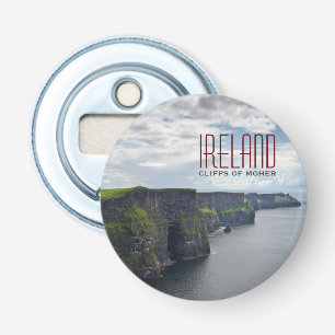 Klippen van Moher in Ierland tekst Button Flesopener
