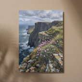 Klippen van Moher Zee Pinks Thrift Kunst Canvas Afdruk
