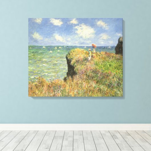Klippenwandeling bij Pourville van Claude Monet Canvas Afdruk (Insitu (Houten vloer))