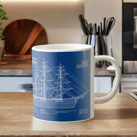 Klipper Schip Flying Cloud - Blauwdruk ABD Koffiemok