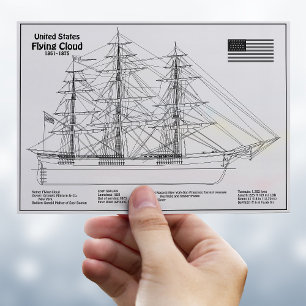 Klipper-schip Flying Cloud - Scheepsblauwdruk BD Briefkaart