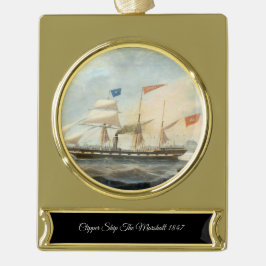 Klipperschepen de Marshall 1847 Verguld Banner Ornament