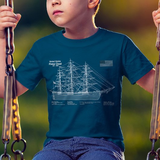 Klipperschip Flying Cloud - Blauwdruk ABD T-shirt