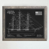 Klipperschip Flying Cloud - Blauwdruk PD Poster