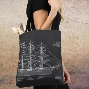 Klipperschip Flying Cloud - Blauwdruk PD Tote Bag