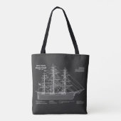 Klipperschip Flying Cloud - Blauwdruk PD Tote Bag (Achterkant)