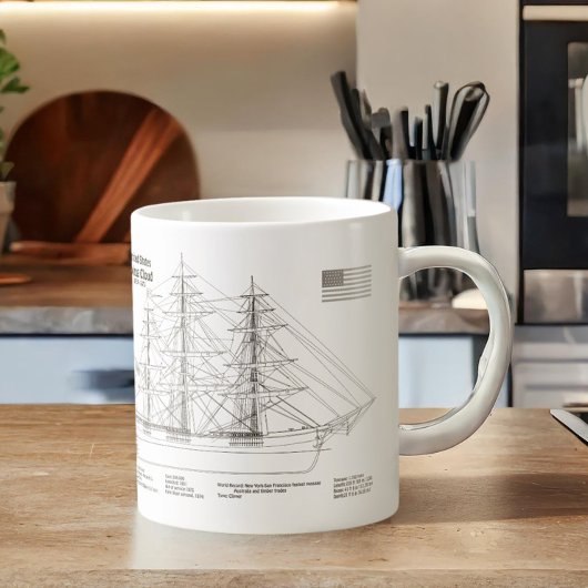 Klipperschip Flying Cloud - Scheepsblauwdruk BD Koffiemok