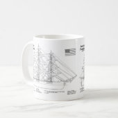 Klipperschip Flying Cloud - Scheepsblauwdruk BD Koffiemok (Voorkant links)