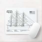 Klipperschip Flying Cloud - Scheepsblauwdruk BD Muismat (Met muis)