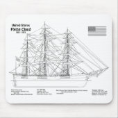 Klipperschip Flying Cloud - Scheepsblauwdruk BD Muismat (Voorkant)