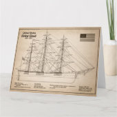 Klipperschip Flying Cloud - Scheepsblauwdruk SD Bedankkaart (Voorkant)