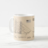 Klipperschip Flying Cloud - Scheepsblauwdruk SD Koffiemok (Voorkant links)