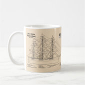Klipperschip Flying Cloud - Scheepsblauwdruk SD Koffiemok (Links)