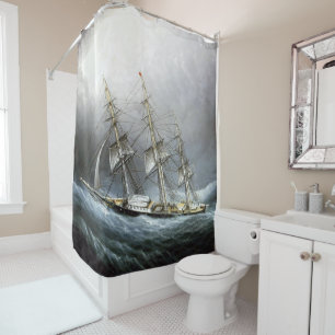Klipperschip Kaap de Hoorn James Edward Butterswor Douchegordijn