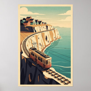 Klit-toptram en nostalgische reisposter van een ku poster