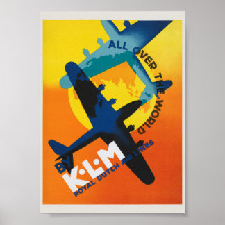 KLM Over de hele wereld vintage poster jaren 30