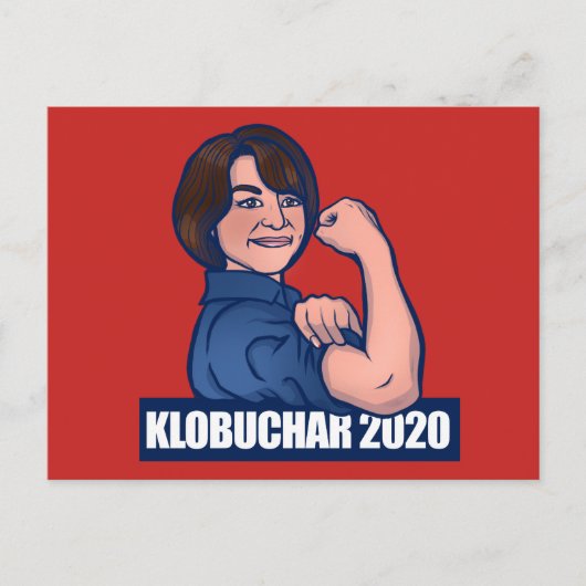 Klobuchar 2020 Rosie De Riveter Parodie Democraat Briefkaart (Voorkant)