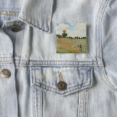 Klodde Monet Het klaprozenveld bij Argenteuil Kuns Vierkante Button 5,1 Cm (In situ)