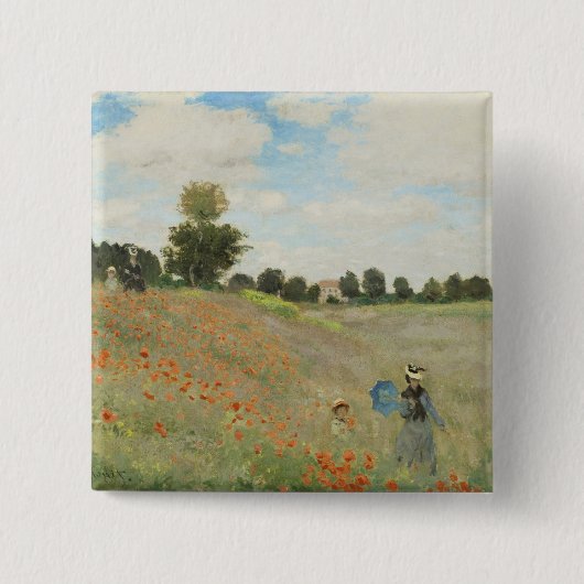 Klodde Monet Het klaprozenveld bij Argenteuil Kuns Vierkante Button 5,1 Cm (Voorkant)