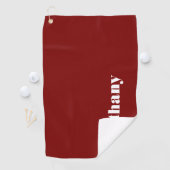 Klodderig typografie monogram naam bordeauxrood golfhanddoek (Insitu)
