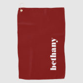 Klodderig typografie monogram naam bordeauxrood golfhanddoek (Voorkant)
