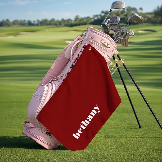 Klodderig typografie monogram naam bordeauxrood golfhanddoek