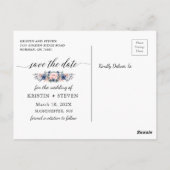 Kloeiende platforminfoon Chic Script Navy Peach Ph Briefkaart (Achterkant)