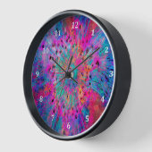 Klok Abstract Bloemendesign & Zwarte Houten Lijst (Hoek)