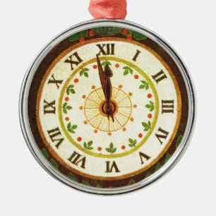 klok, aftelbaar tot Kerstmis Metalen Ornament