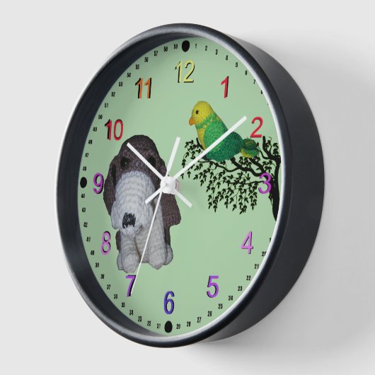 Klok - Basset Hound en Vogel (Hoek)