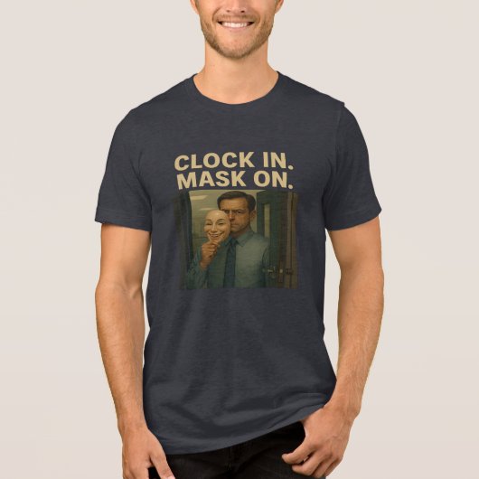 Klok binnen. Masker aan. Tri-Blend Shirt (Voorkant)