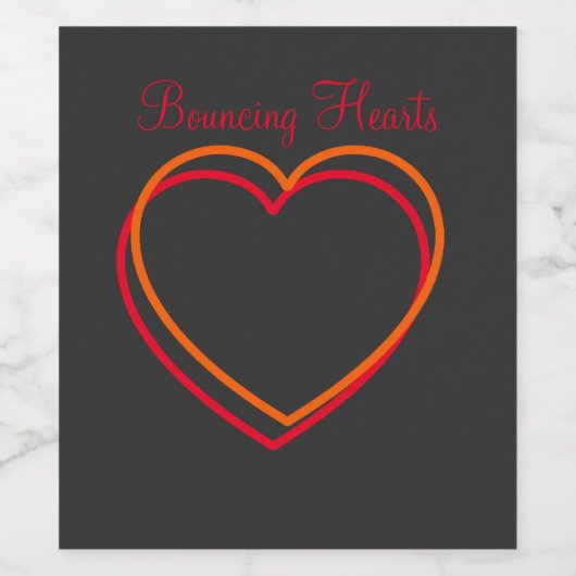 Klok Bouncing Hearts etiketten voor wijnflessen (Enkel label)