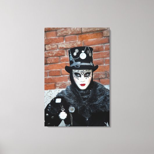 Klok Carnaval Kostuum, Venetië Canvas Afdruk (Voorkant)