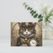 Klok Cat Briefkaart (Staand voorkant)