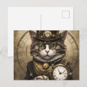 Klok Cat Briefkaart (Voorkant / Achterkant)