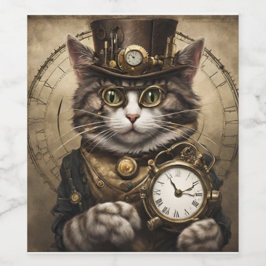 Klok Cat Wijn Etiket (Enkel label)