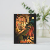 Klok die door venster kijkt briefkaart (Staand voorkant)