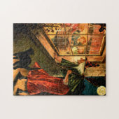 Klok die door venster kijkt legpuzzel (Horizontaal)