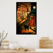 Klok die door venster kijkt poster (Keuken)