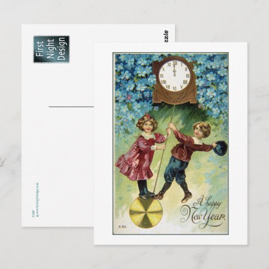  klok draait Midnight Briefkaart (Voorkant / Achterkant)