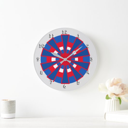 Klok - Driehoeken en cirkels Rood blauw (Huis)