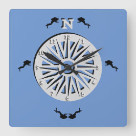 Klok - duikers en kompas