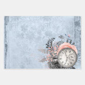  klok en blauwe bloemen inpakpapier vel (Voorkant 3)