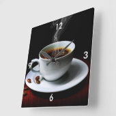 Klok- en koffiebonen, vierkant vierkante klok (Hoek)