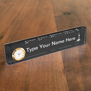 Klok en oliebron Afbeelding naam Bord Naambordje