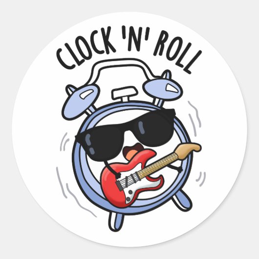 Klok en rol grappige rock woordspeling ronde sticker (Voorkant)