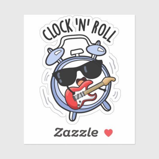 Klok en rol grappige rock woordspeling sticker (Vel)
