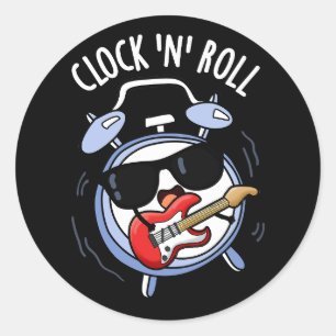 Klok En Rol Grappige Rotsgrap Donkere BG Ronde Sticker