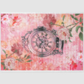  klok en roze rozen Decoupage Tissuepapier (Voorkant)
