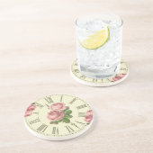  klok en roze rozen Ephemera Onderzetter (Zijkant)